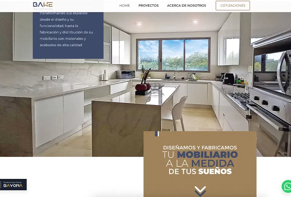 diseño pagina web bahe mobiliario