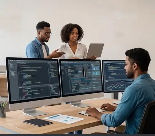 Imagen de RenderView que muestra servicios de desarrollo a la medida, integraciones API, plataformas SaaS e infraestructura cloud en Colombia