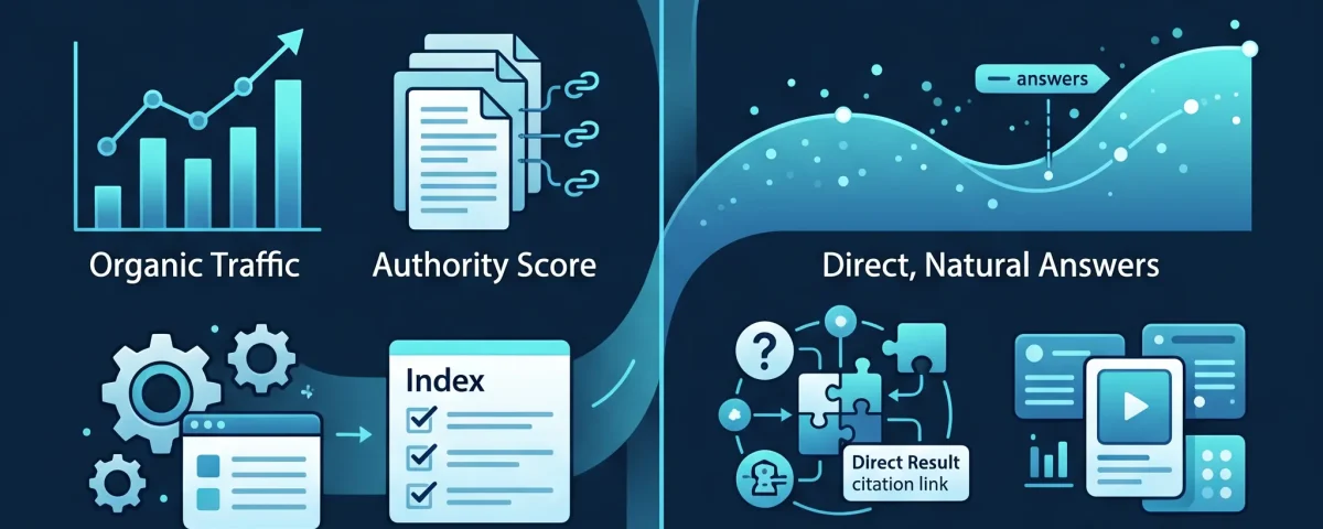 Infografía comparativa entre SEO tradicional y GEO para posicionamiento en Google e Inteligencia Artificial